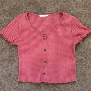 Salmon Waffle Crop Top